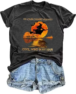 Halloween Sanderson Sisters T Shirt It's Just A Bunch of Hocus Pocus Tees for Women Fall Graphic Shirts Tops