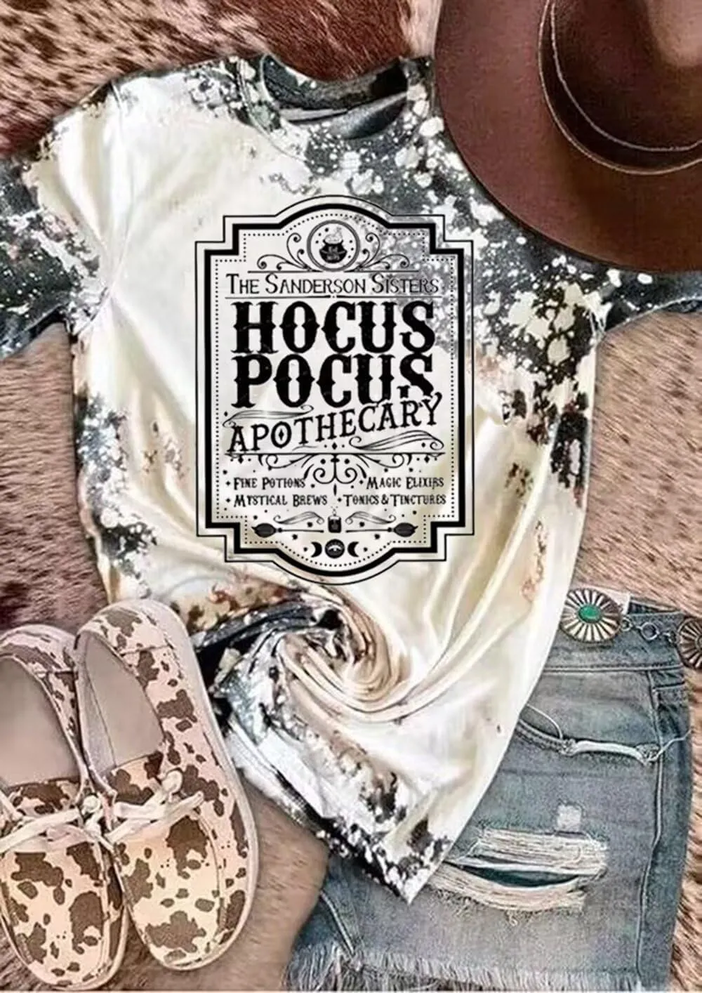 Halloween Sanderson Sisters T Shirt It's Just A Bunch of Hocus Pocus Tees for Women Fall Graphic Shirts Tops
