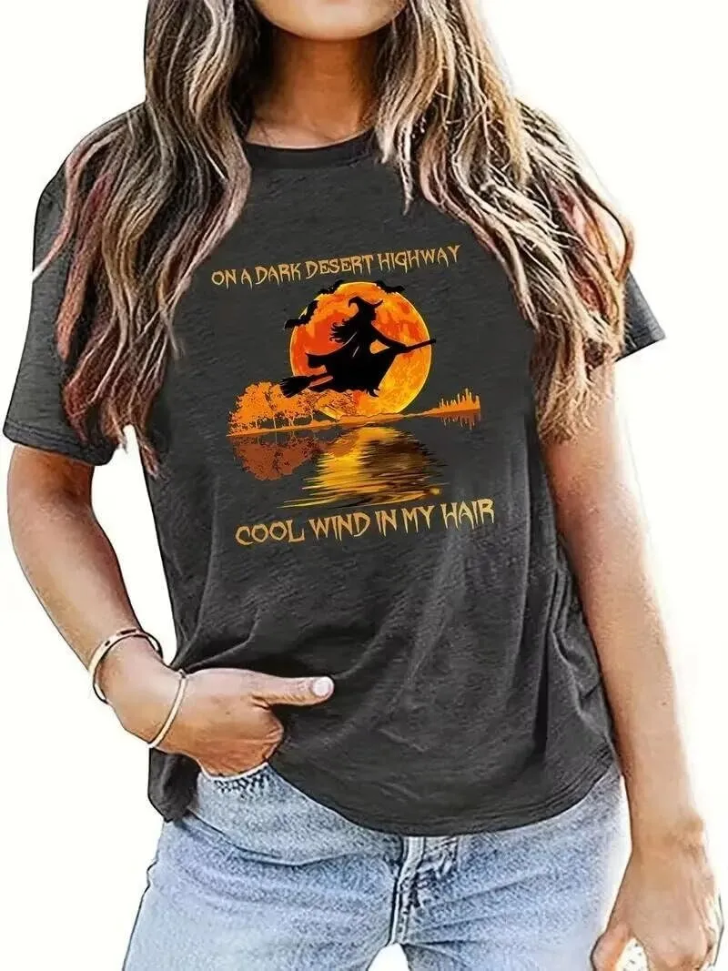 Halloween Sanderson Sisters T Shirt It's Just A Bunch of Hocus Pocus Tees for Women Fall Graphic Shirts Tops