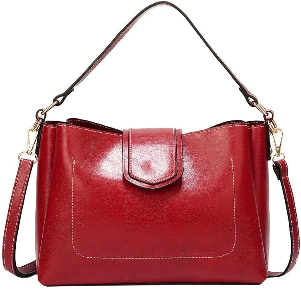 Handbags Women's Smooth Leather Crossbody Lightweight Purse Womens Solid Shoulder Bag Large Ladies