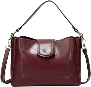 Handbags Women's Smooth Leather Crossbody Lightweight Purse Womens Solid Shoulder Bag Large Ladies