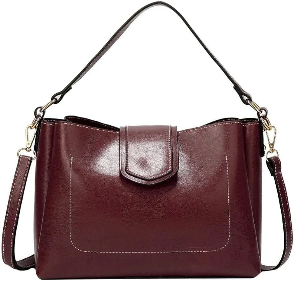 Handbags Women's Smooth Leather Crossbody Lightweight Purse Womens Solid Shoulder Bag Large Ladies