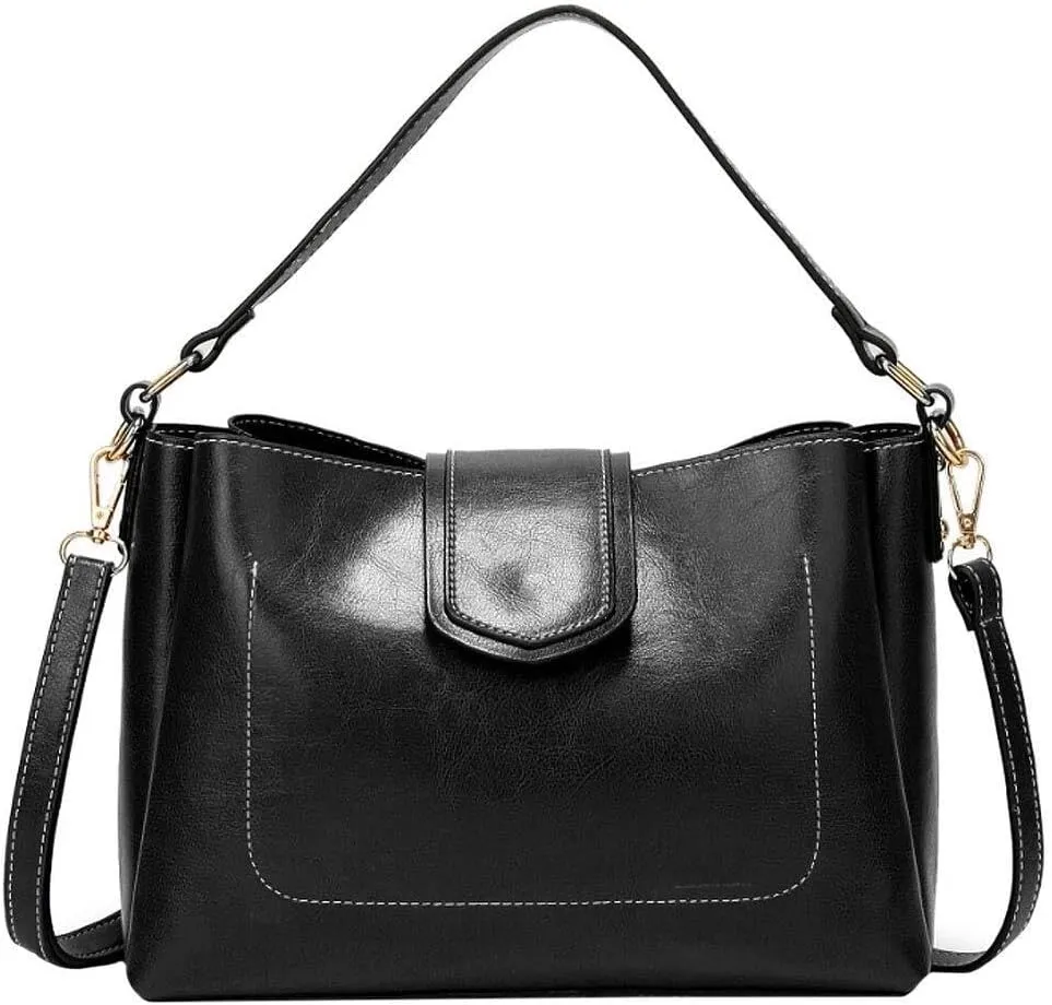 Handbags Women's Smooth Leather Crossbody Lightweight Purse Womens Solid Shoulder Bag Large Ladies