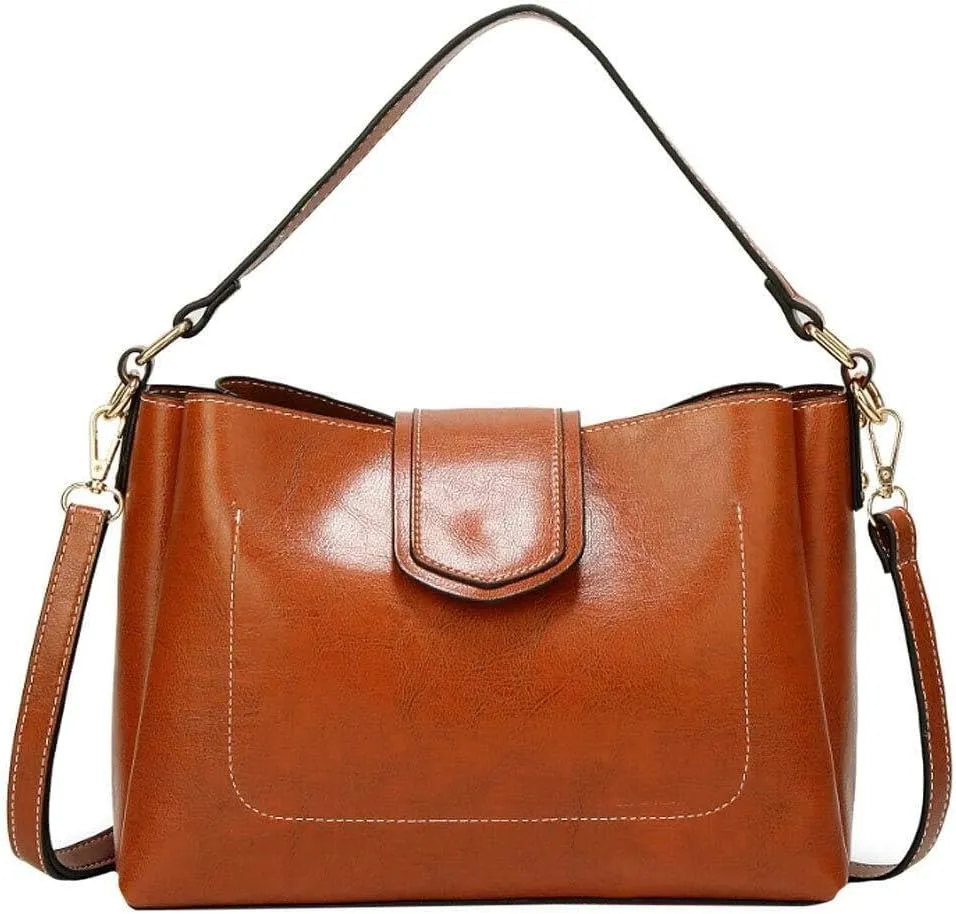 Handbags Women's Smooth Leather Crossbody Lightweight Purse Womens Solid Shoulder Bag Large Ladies