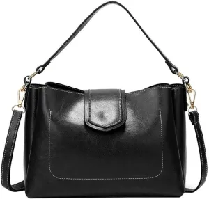 Handbags Women's Smooth Leather Crossbody Lightweight Purse Womens Solid Shoulder Bag Large Ladies