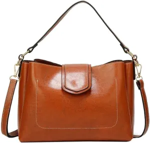 Handbags Women's Smooth Leather Crossbody Lightweight Purse Womens Solid Shoulder Bag Large Ladies