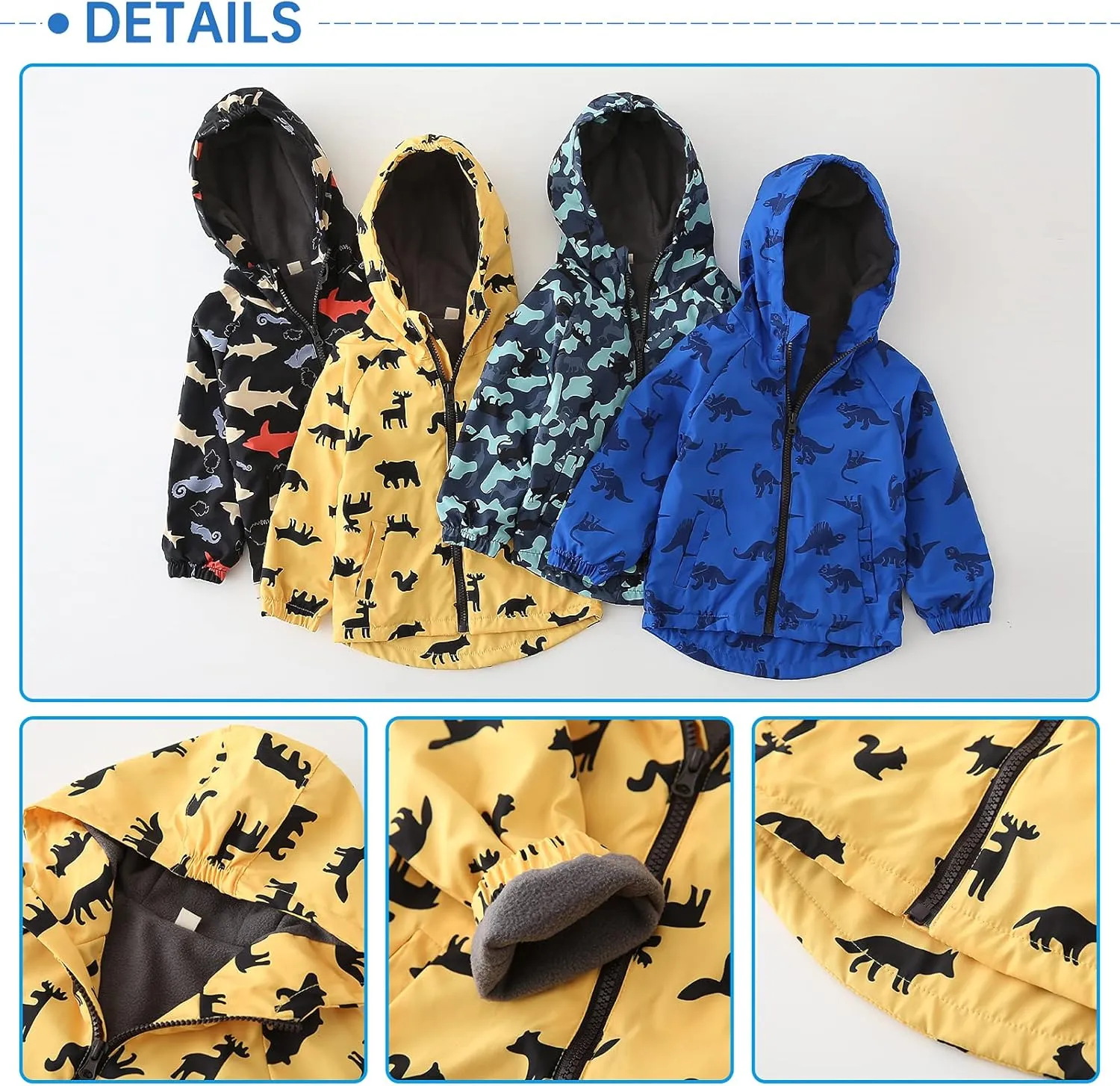 Happy Cherry Kids Boys Girls Fleece Lined Windbreaker Jacket Fashion Prints Hoodie for Fall Winter