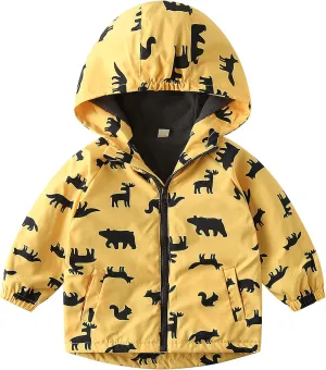 Happy Cherry Kids Boys Girls Fleece Lined Windbreaker Jacket Fashion Prints Hoodie for Fall Winter