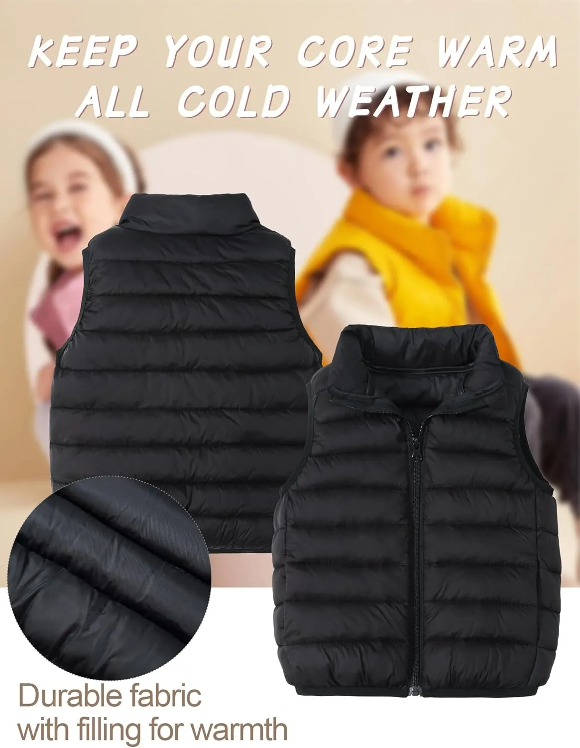 Happy Cherry Kids Boys Girls Lightweight Down Puffer Vest Sleeveless Windproof Packable Warm Winter Vest