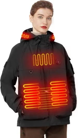 Heated Jackets for Women with 10000mah Battery, Heated Coat for Women Waterproof Windproof Heated Hoodie for outdoor