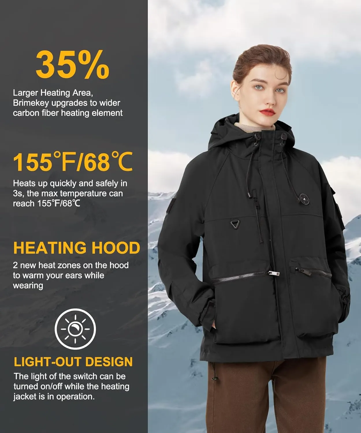 Heated Jackets for Women with 10000mah Battery, Heated Coat for Women Waterproof Windproof Heated Hoodie for outdoor