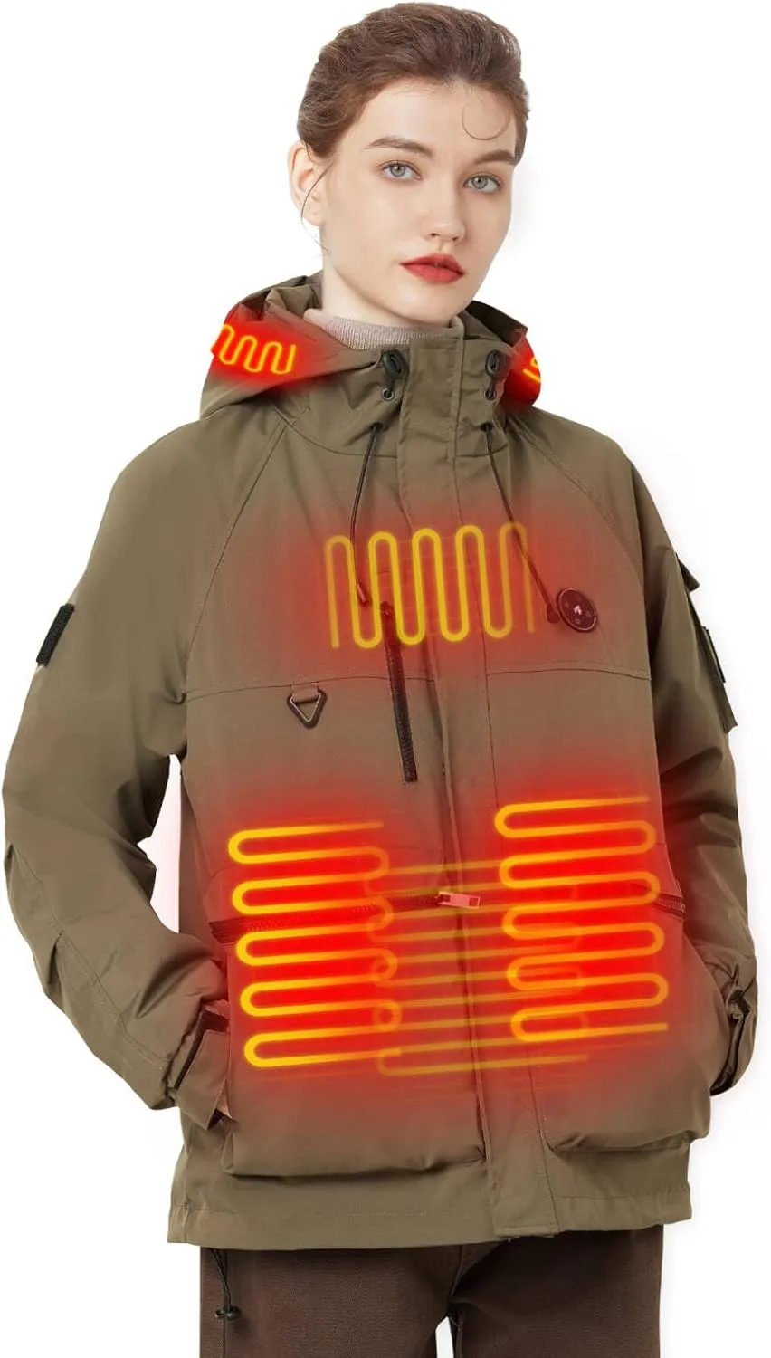 Heated Jackets for Women with 10000mah Battery, Heated Coat for Women Waterproof Windproof Heated Hoodie for outdoor