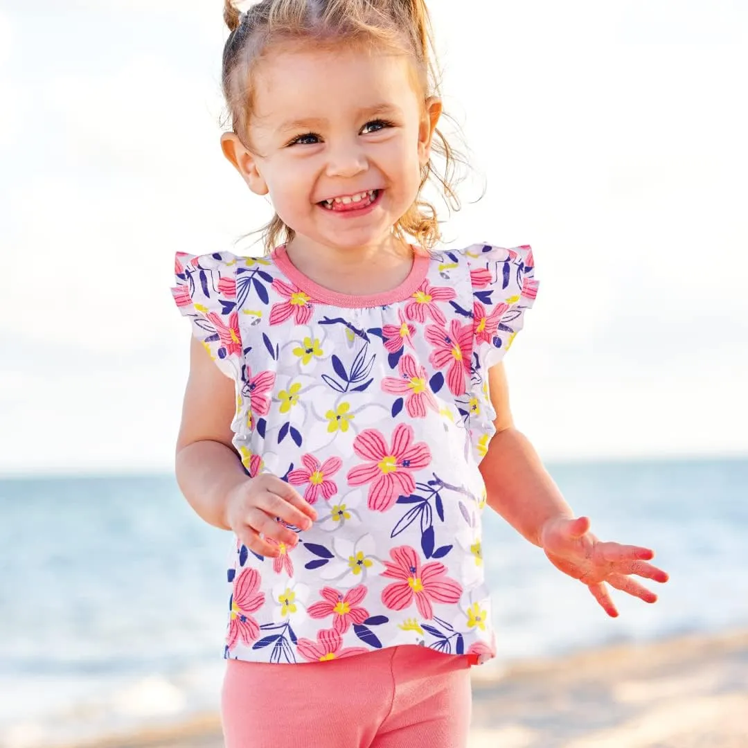 HonestBaby Baby, Toddler, and Little Girls' 100% Organic Cotton Puff Sleeve T-Shirts (10 Pack)