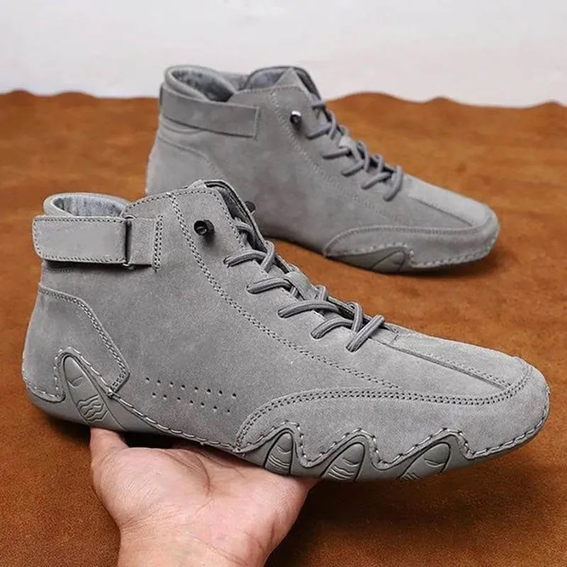 Italian Handmade Suede Velcro Fleece Lined High Boots