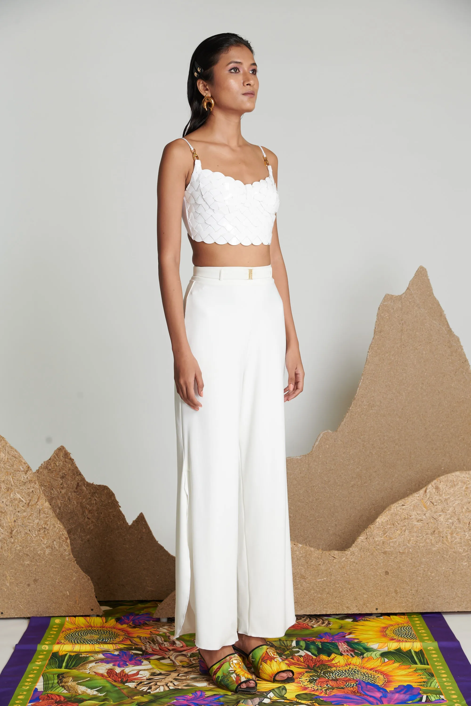 Ivory Belted Palazzos