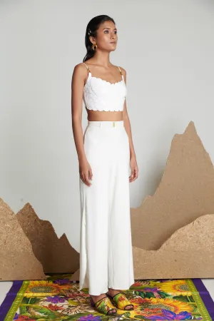 Ivory Belted Palazzos