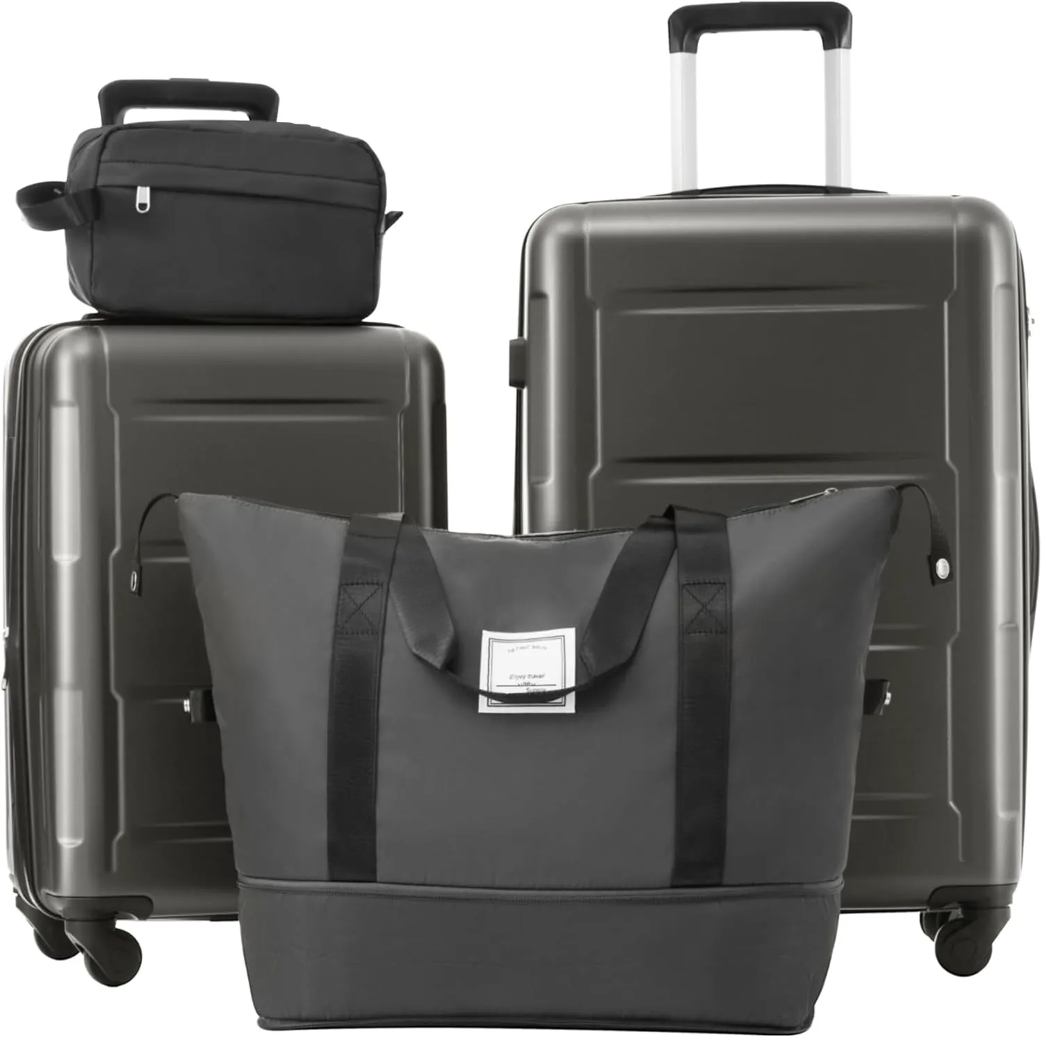 JCSD Lightweight Travel Solution with 2 Piece Expandable Luggage Set, Smooth 360 Spinner Wheels, Dark Gray