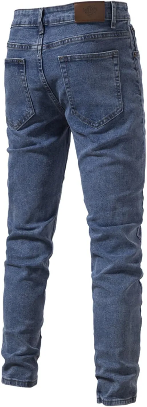 Jean Pants for Men Slim Fit Straight Leg Jean Stretch Skinny Denim Pencil Pants Distressed Comfort Flex Waist Pants