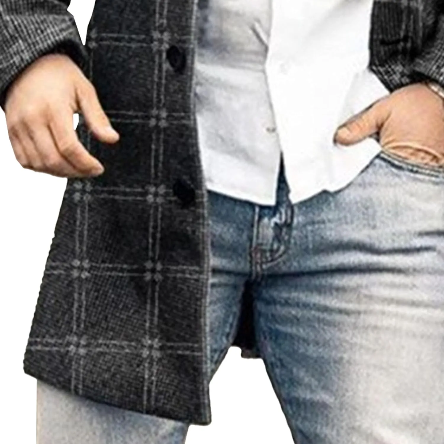 JEShifangjiusu Mens Slim Fit Trench Coat Single Breasted Cardigan Outerwear Windproof Stay Warm Jacket
