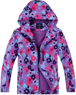 Jingle Bongala Kids Waterproof Rain Jackets Lightweight Raincoats Fleece & Knitted Lining Hooded Windbreaker for Boys Girls