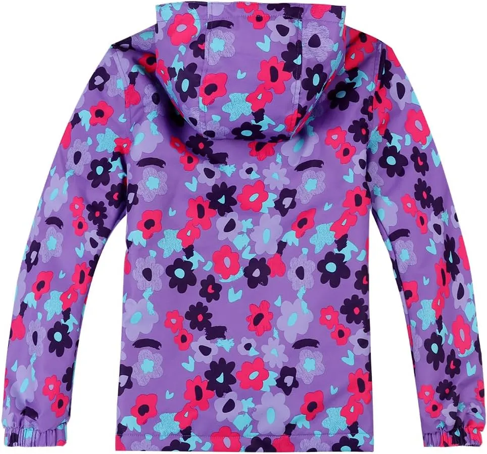 Jingle Bongala Kids Waterproof Rain Jackets Lightweight Raincoats Fleece & Knitted Lining Hooded Windbreaker for Boys Girls