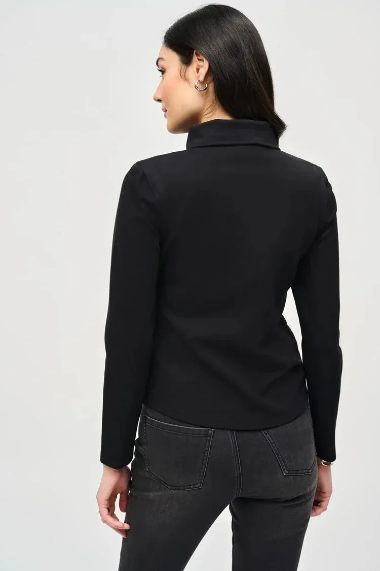 Joseph Ribkoff Ladies Black Heavy Knit Jacket w/Quilted Front