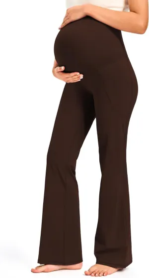 JOYSPELS Smooth Feeling Maternity Pants with Pockets Over The Belly Flare Maternity Leggings Pregnancy Yoga Pants