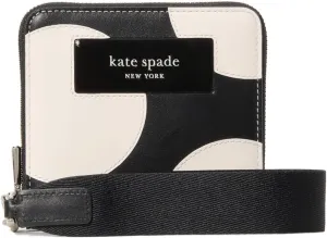 kate spade new york Label DOT Applique Smooth Leather Small Compact Webbed Wristlet, Black Multi