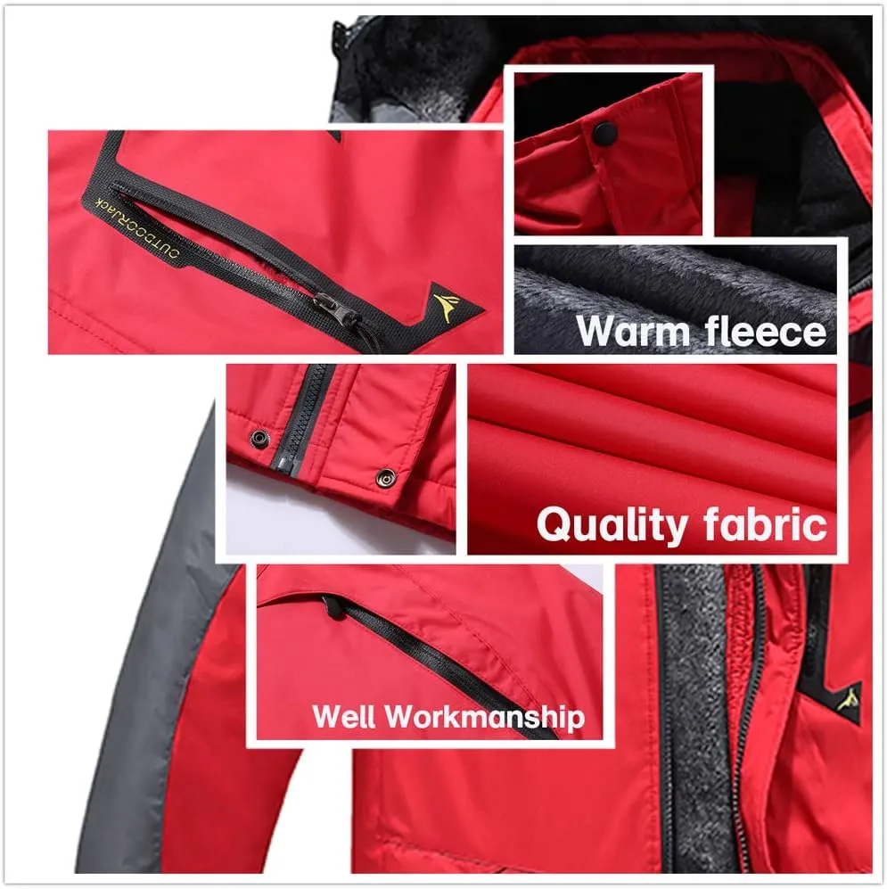 Keevoom Men's Waterproof Ski Jacket Winter Warm Snow Coat Windproof Mountain Raincoat Snowboarding Hooded Jackets for Mens