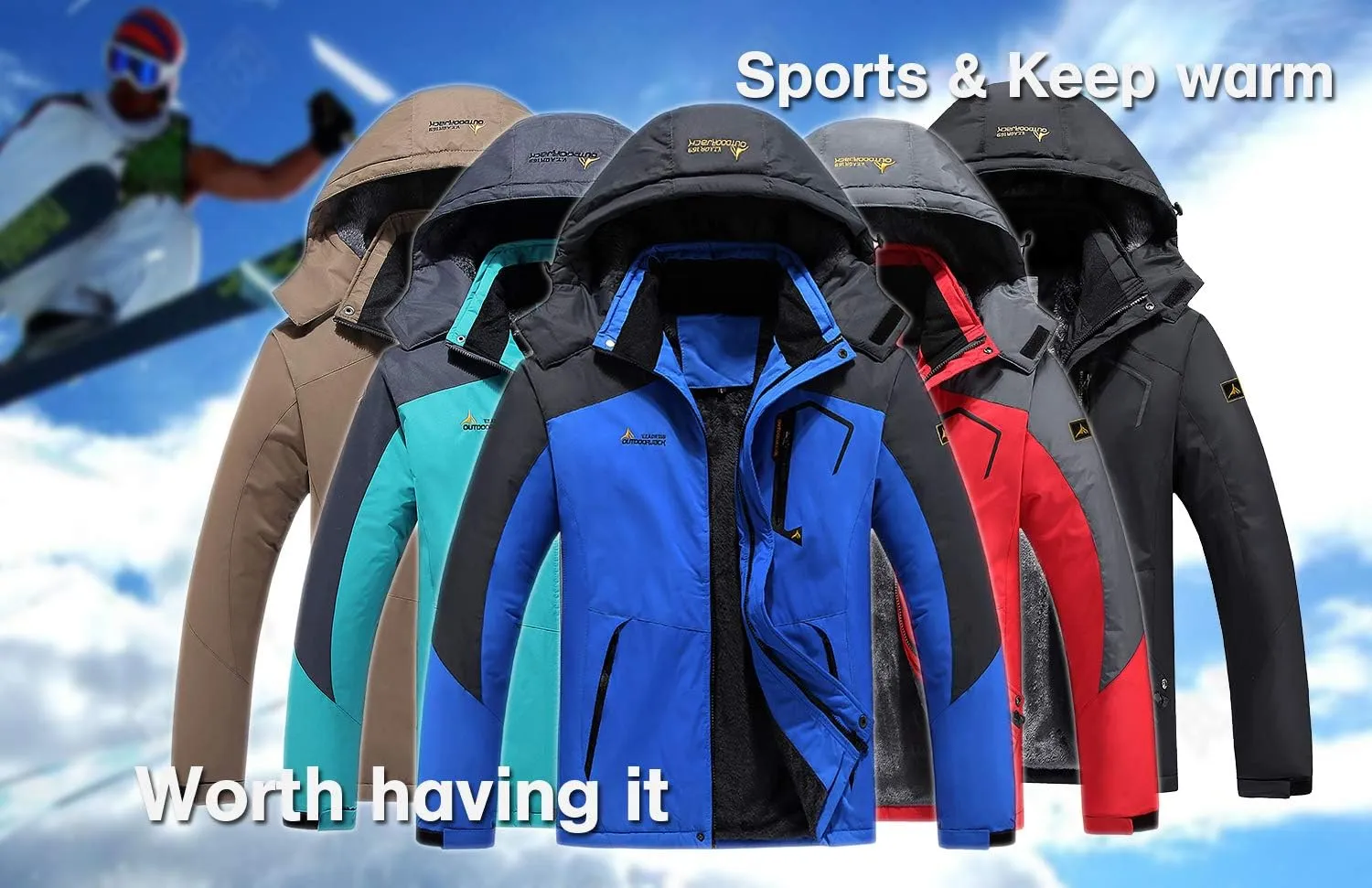 Keevoom Men's Waterproof Ski Jacket Winter Warm Snow Coat Windproof Mountain Raincoat Snowboarding Hooded Jackets for Mens