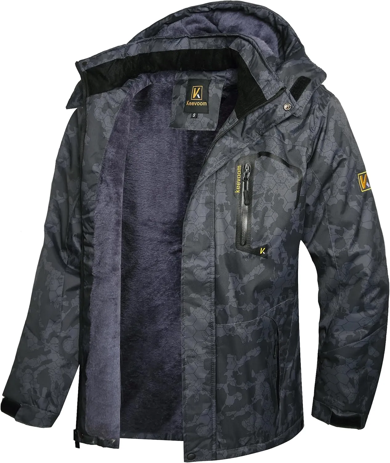 Keevoom Men's Waterproof Ski Jacket Winter Warm Snow Coat Windproof Mountain Raincoat Snowboarding Hooded Jackets for Mens