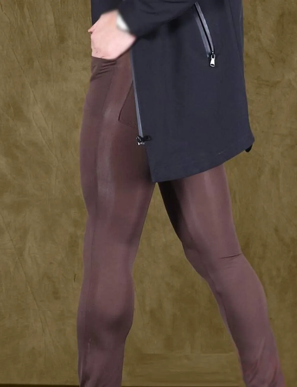 leesuo Men's Sexy Ice Silk Long Pants Super Smooth Skinny Leggings Sheer Tights Trousers