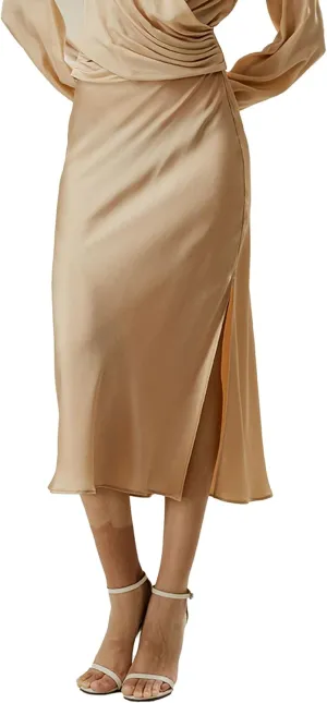 LilySilk Womens Silk Skirt with Slit 100% Smooth Midi Skirt for Spring Summer