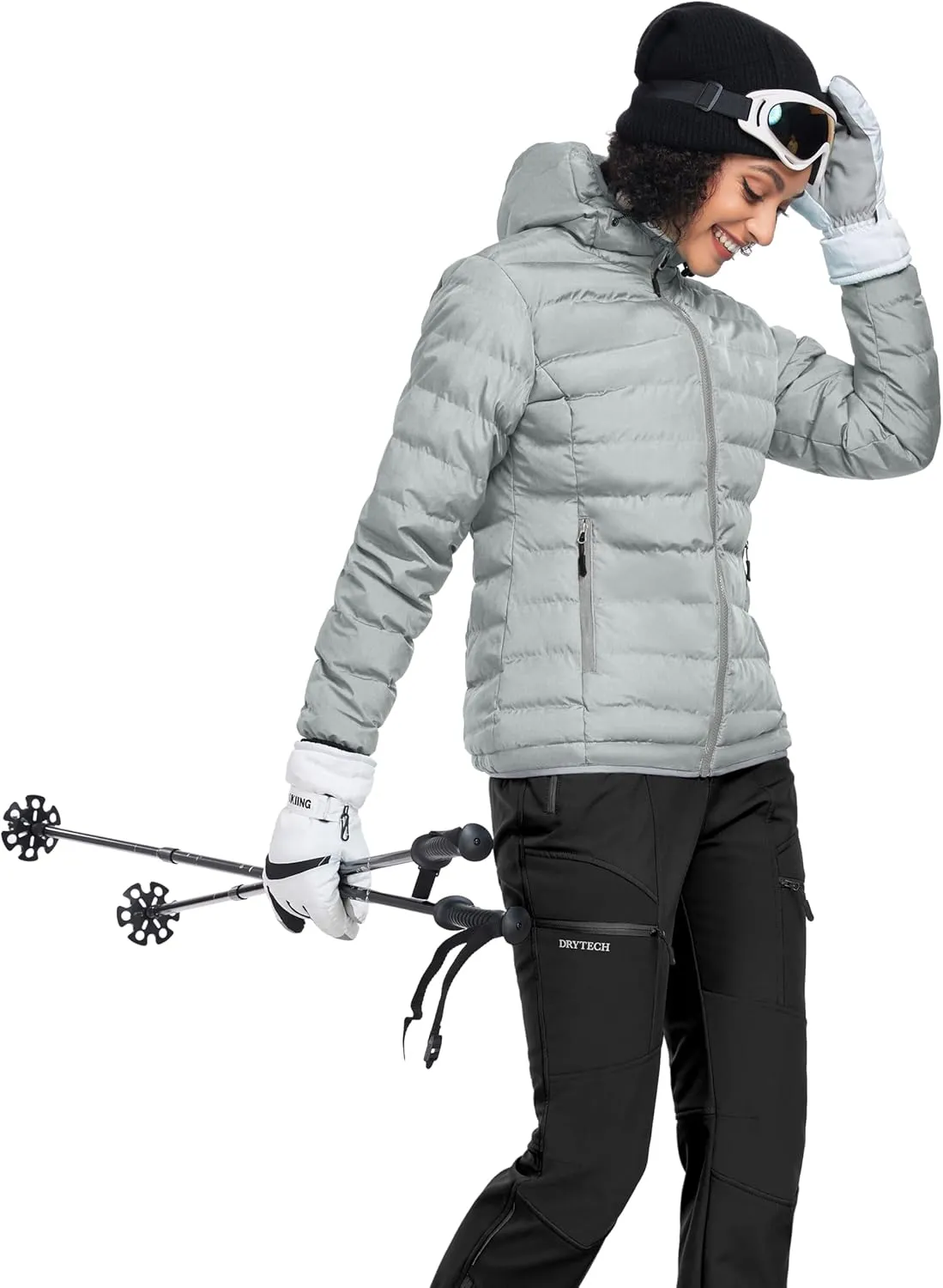 Little Donkey Andy Women's Warm Waterproof Puffer Jacket Hooded Windproof Winter Coat with Recycled Insulation