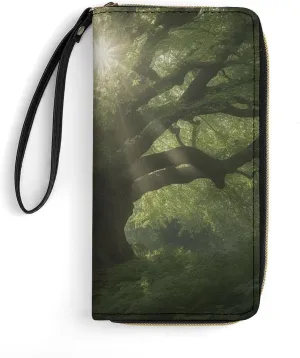 Looking for Trees Leather Wallet Smooth Zip Around Clutch Wristlet Travel Long Soft Purse for Women