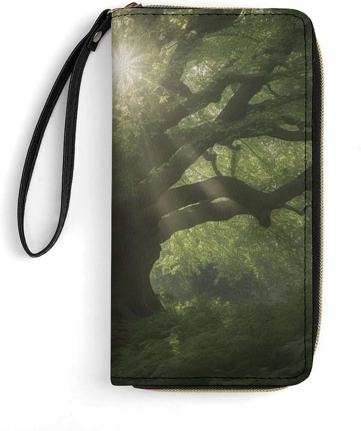 Looking for Trees Leather Wallet Smooth Zip Around Clutch Wristlet Travel Long Soft Purse for Women