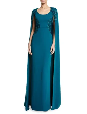 Luolandi Sheath / Column Evening Gown Elegant Dress Wedding Guest Wedding Party Floor Length Sleeveless Jewel Neck Capes Stretch Chiffon Mother of the Bride Dress