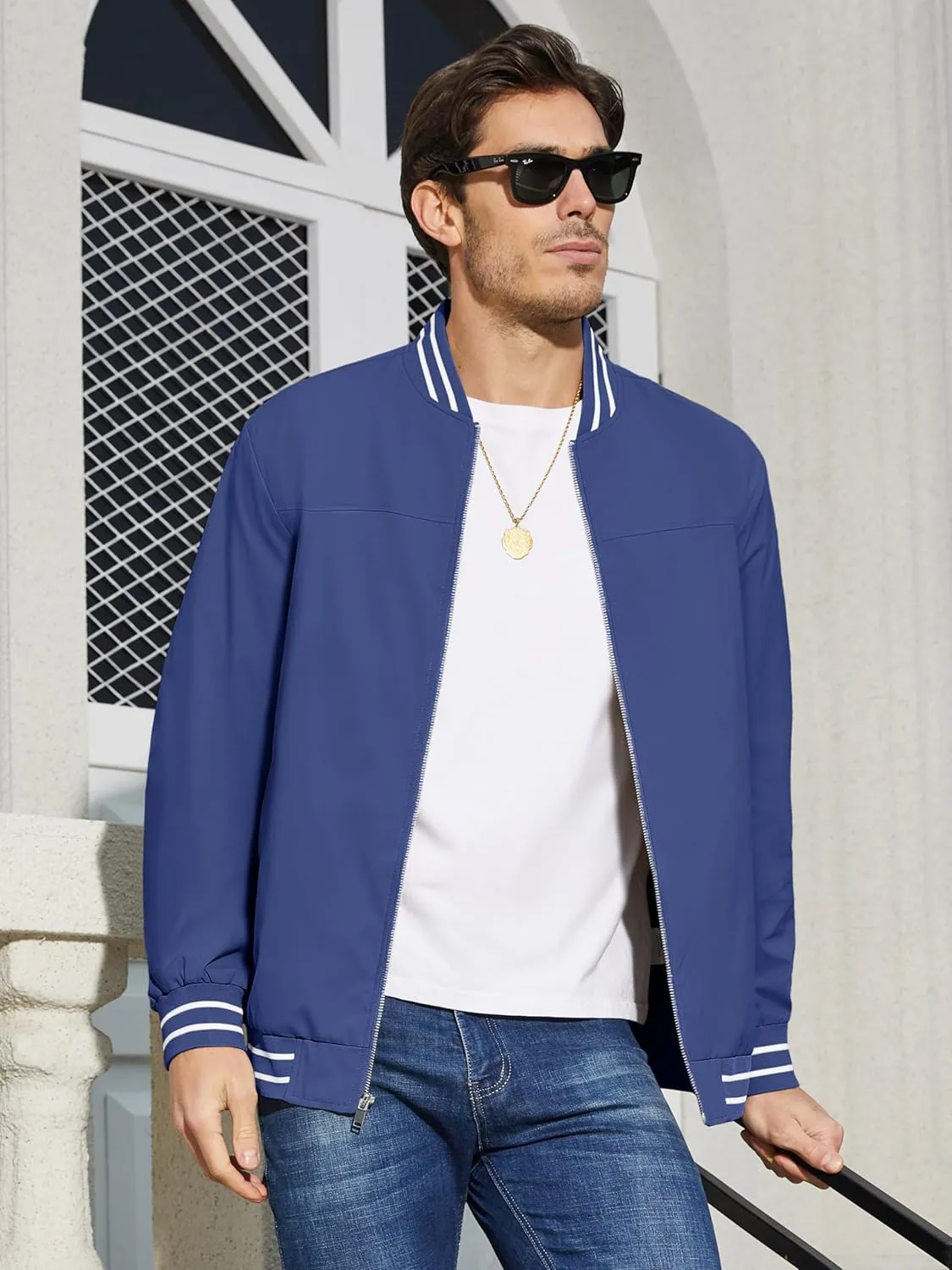 MAGCOMSEN Men's Jacket Lightweight Bomber Jacket Zip Up Windbreaker Casual Spring Fall Jackets with Pockets