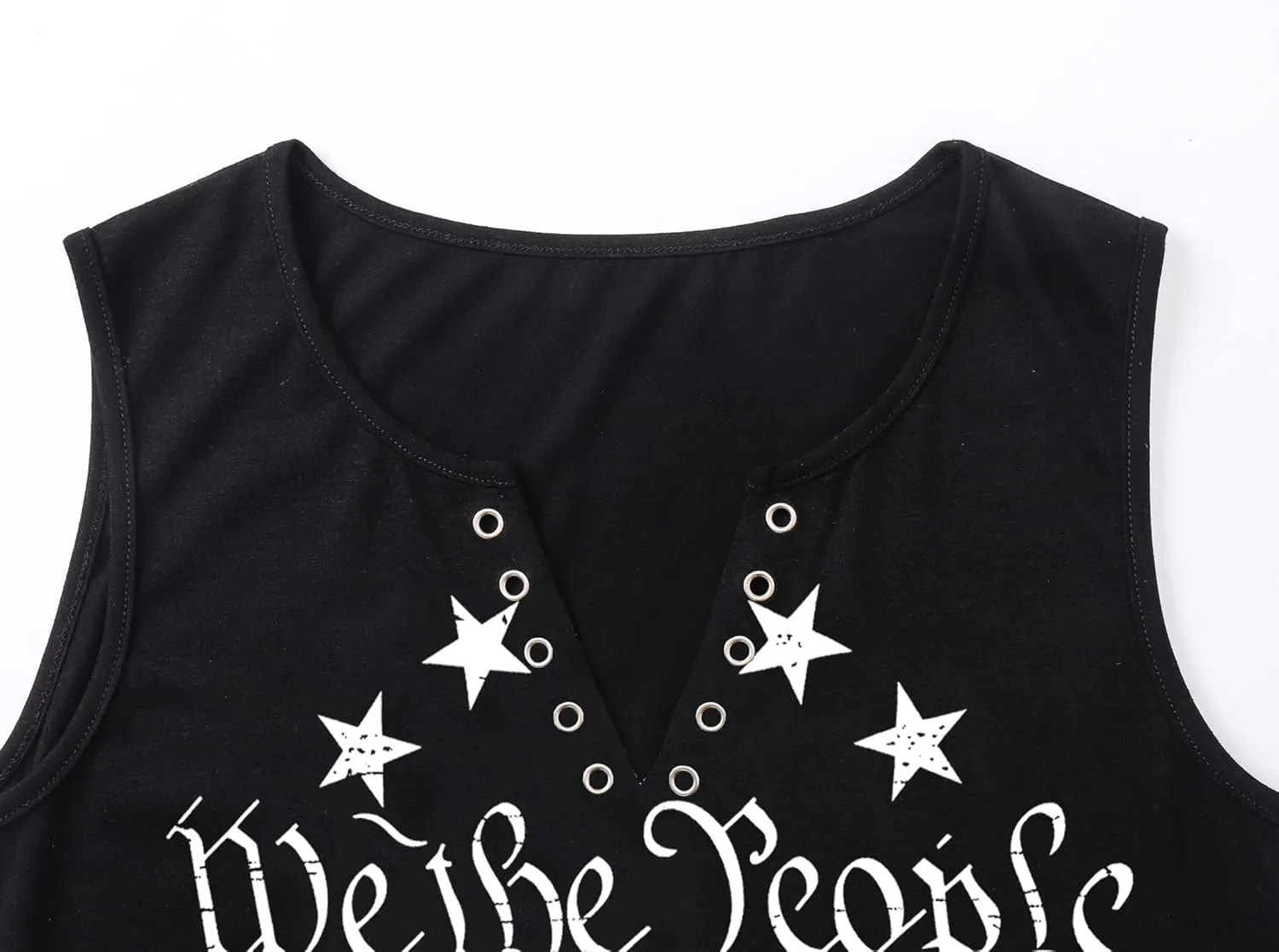 MAIHUN American Flag Tank Tops for Women 4th of July Shirts Ring Hole Sleeveless V-Neck T-Shirt Patriotic Tees