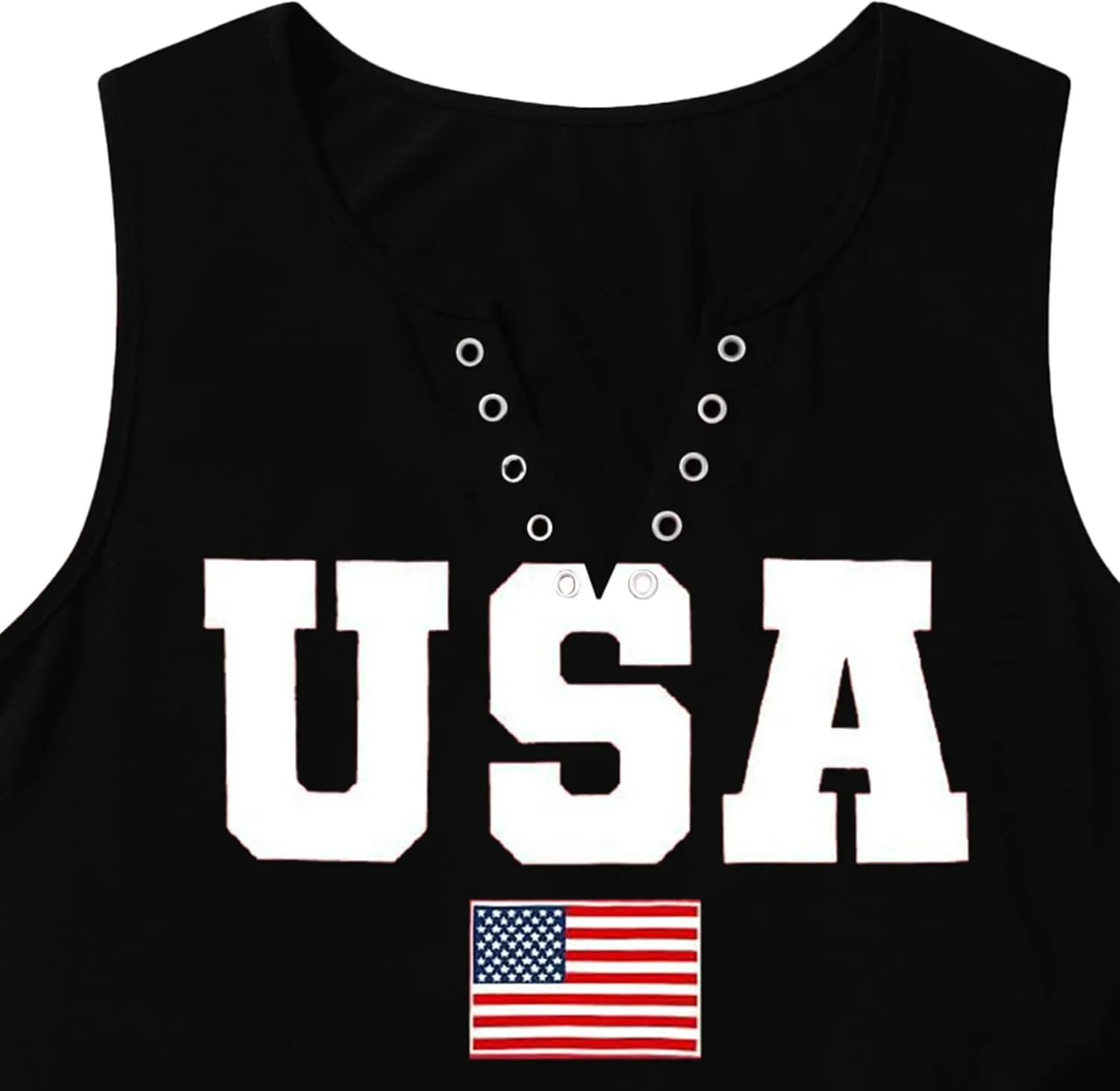 MAIHUN American Flag Tank Tops for Women 4th of July Shirts Ring Hole Sleeveless V-Neck T-Shirt Patriotic Tees