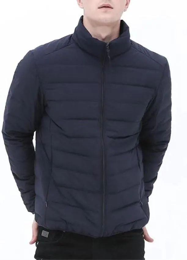 Man Stand-Up Collar Down Puffer Jacket Soft Matt Waterproof Fabric Seamless Winter Autumn Warm Outerwear