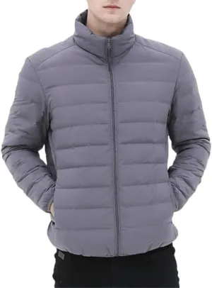 Man Stand-Up Collar Down Puffer Jacket Soft Matt Waterproof Fabric Seamless Winter Autumn Warm Outerwear