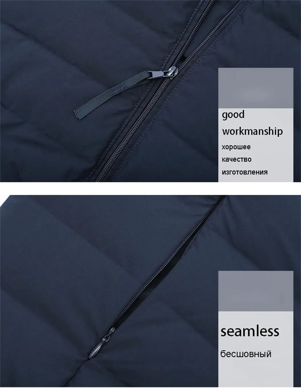 Man Stand-Up Collar Down Puffer Jacket Soft Matt Waterproof Fabric Seamless Winter Autumn Warm Outerwear