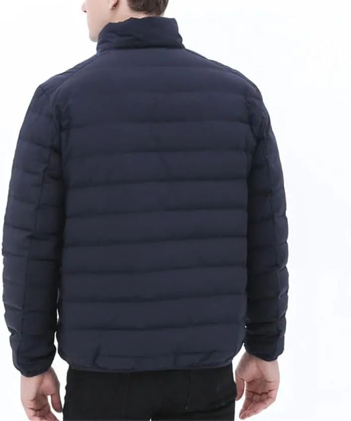 Man Stand-Up Collar Down Puffer Jacket Soft Matt Waterproof Fabric Seamless Winter Autumn Warm Outerwear