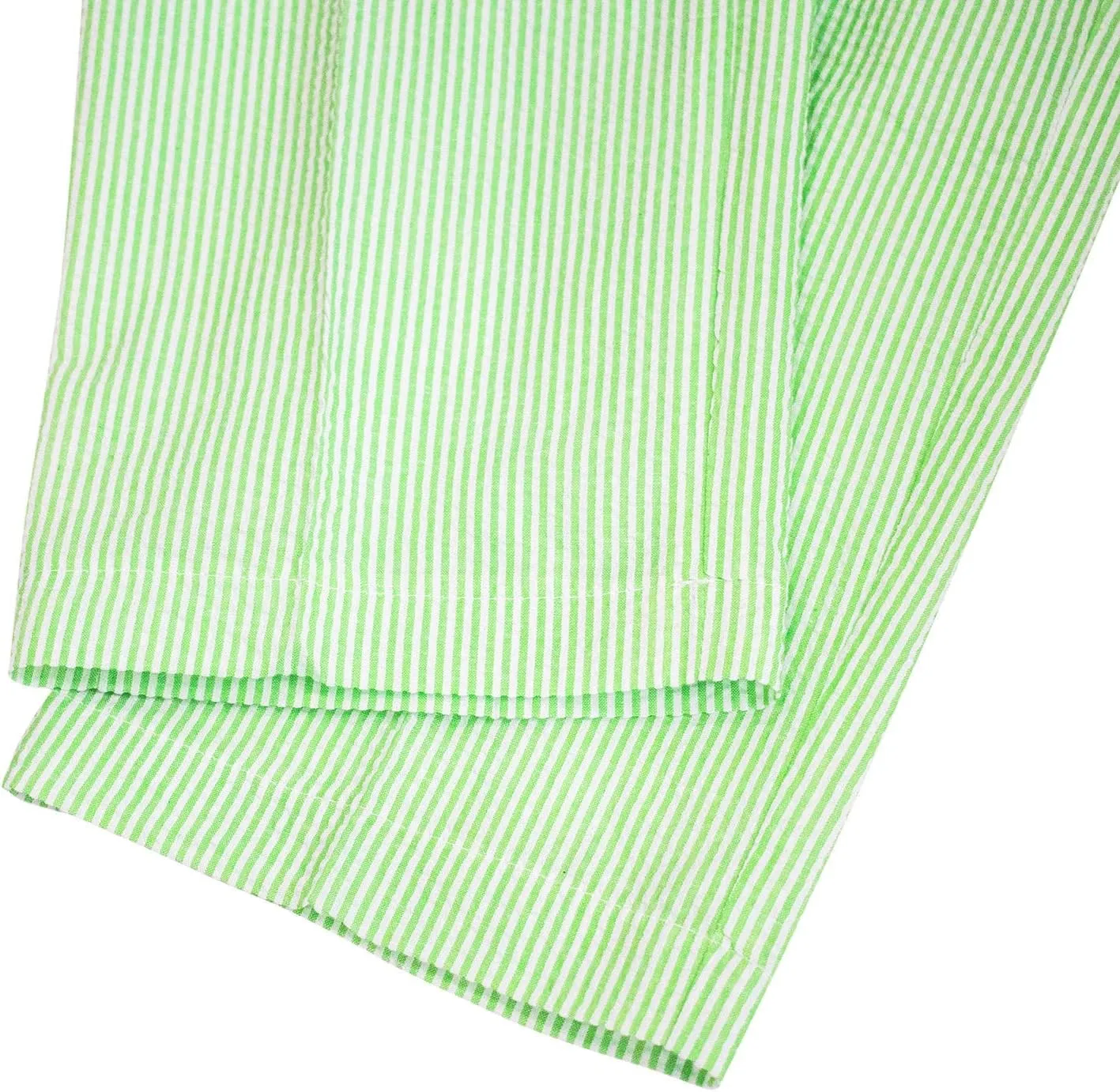 Men Seersucker Pinstripe Pants Mid Waist Ankle Length Pleated Front Lightweight