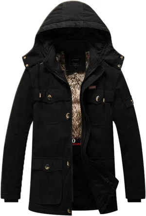 Men Thicken Warm Cotton-Padded Fleece Jackets Outwear Parka Coats Snow Clothing