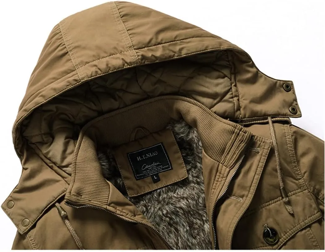 Men Thicken Warm Cotton-Padded Fleece Jackets Outwear Parka Coats Snow Clothing