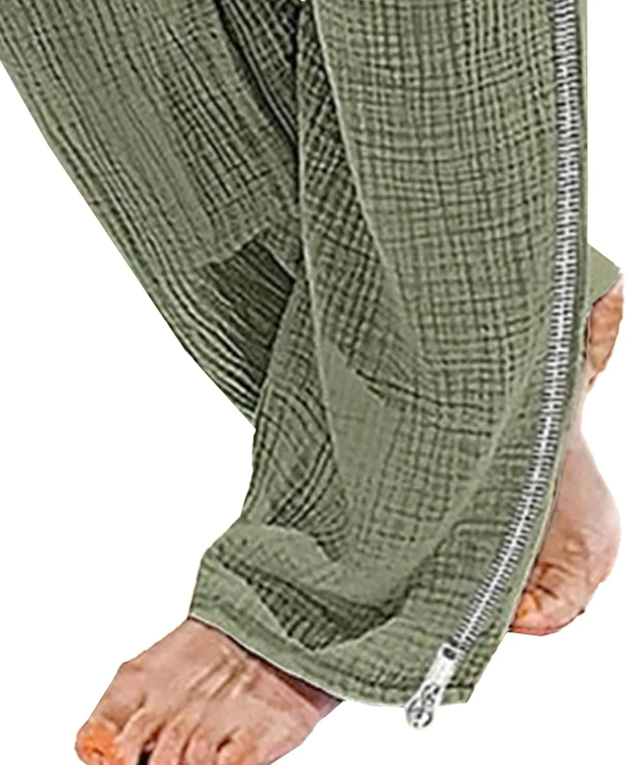Men's Baggy Casual Elastic Waist Chino Pants Cotton Linen Solid Outdoor Pants Straight Leg Comfort Beach Trousers