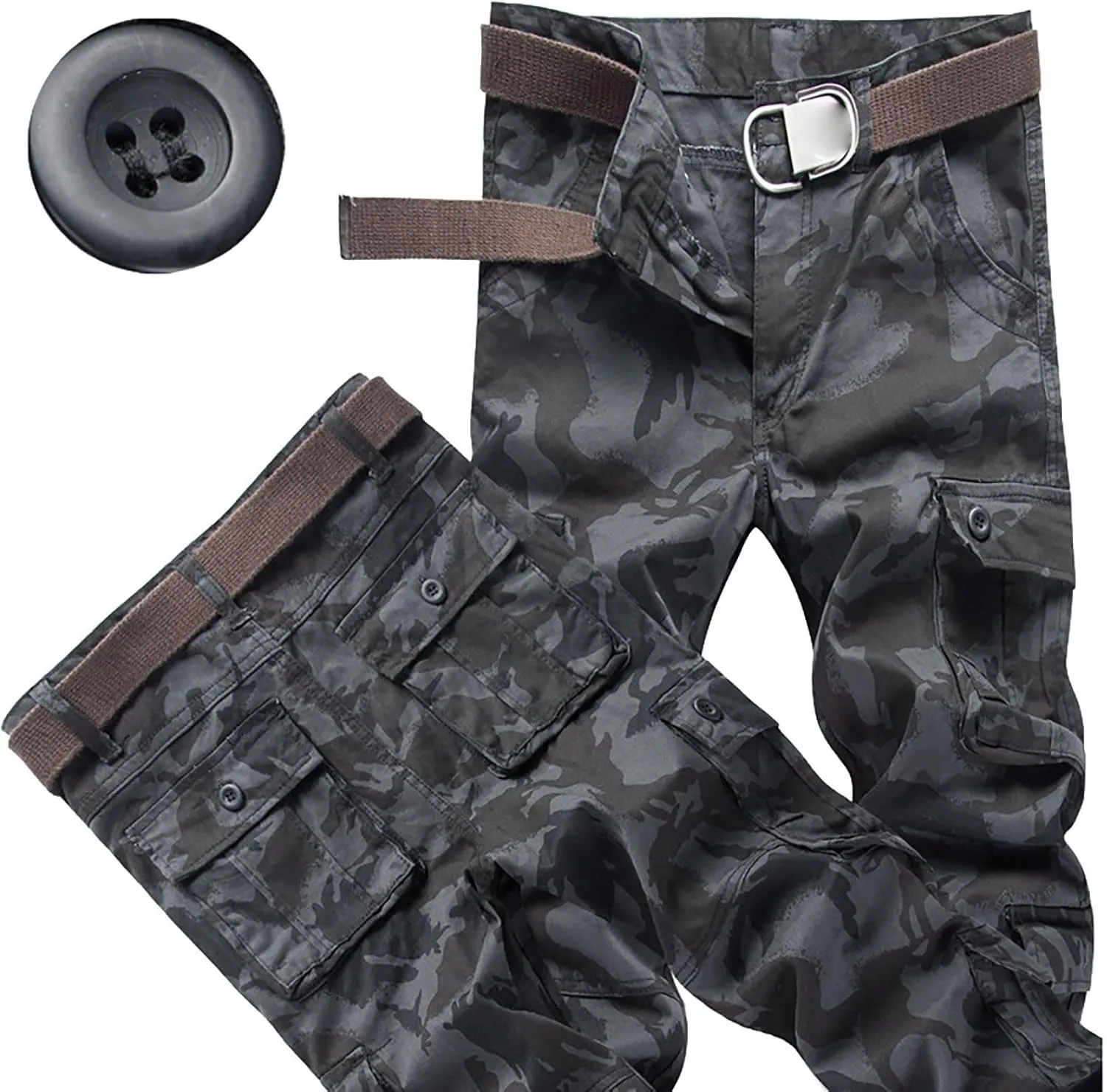 Men's Camo Cargo Pants Trousers Hiking Pants 8 Pocket Plain Comfort Breathable Outdoor Daily Work Pants for Hiking