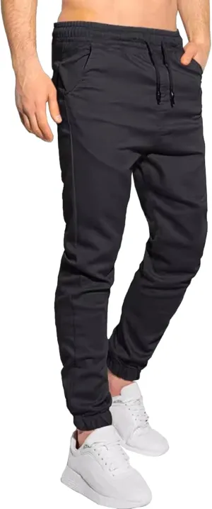 Men's Casual Classic Tactical Pants Slim Fit Soft Twill Pockets Jogger Comfort Hiking Cotton Sweatpants